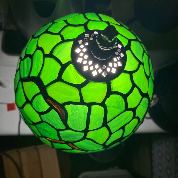 Green and Orange Mosaic Accent Lamp Shade Decor - Picture 4 of 4